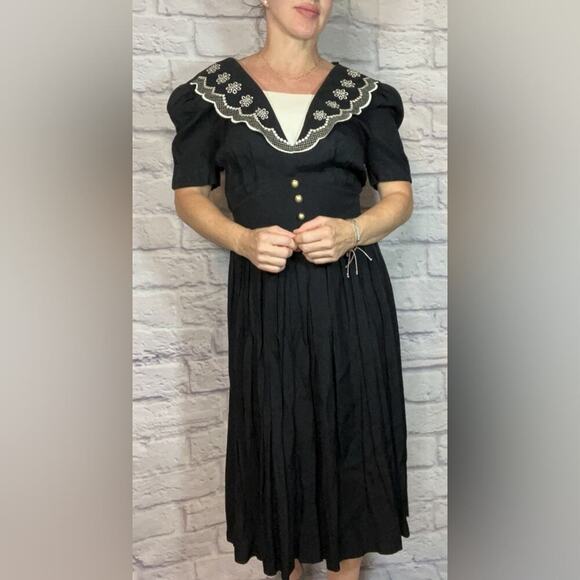 Vintage S.L. Petites sailor collar midi dress - Picture 2 of 6